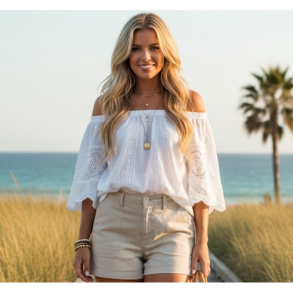 Madewell 2.0 Military Style Shorts L Cream Beige 31 waist Boho Beach 341